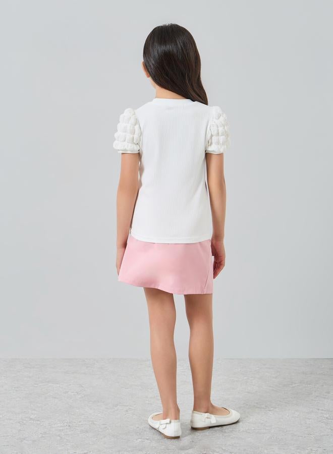 ستايلي طقم بلوزة بتطريز قلب وتنورة - Image 5